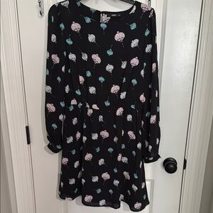 Oasis Blue and Pink Mini Dress with Bishop Sleeves